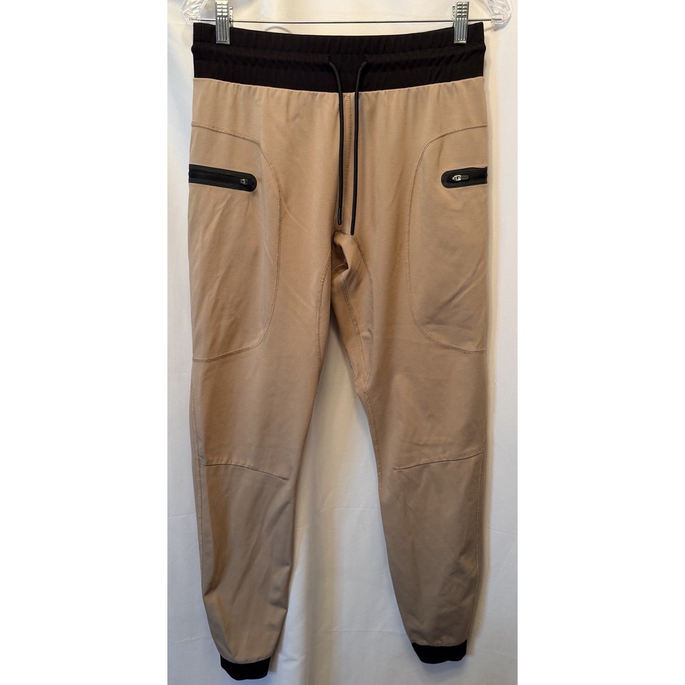 BYLT Pants Men's Medium Sand Tan Premium Joggers Stretch Zip Pocket Athletic Gym